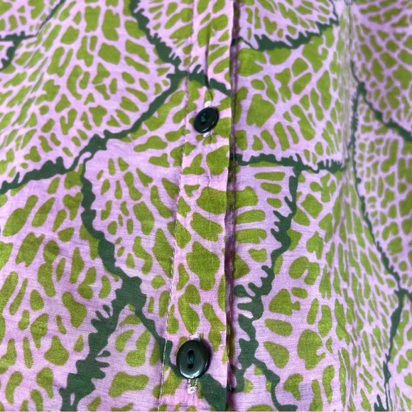 See U Soon Pink and Green Safari Print Blouse - Picture 7 of 11